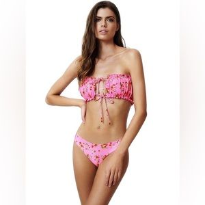 PQ Swim ~ SET ~ Strawberry Fields Remi Ruched Bandeau Top & Bottoms
